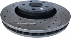 Przednia WIERCONA nacinana tarcza hamulcowa 350mm BLACK Dodge Durango 2011-