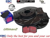 Przednie klocki Ultimax2 + NACINANE tarcze hamulcowe 360mm EBC seria USR Dodge Challenger SRT Scat Pack