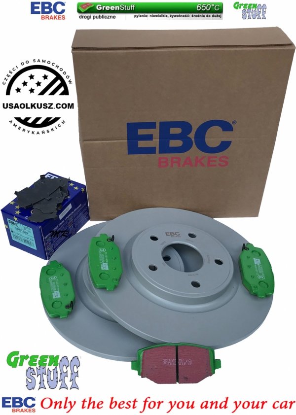 Tylne klocki GreenStuff + tarcze hamulcowe 328mm EBC seria Premium Dodge Caravan 2012-