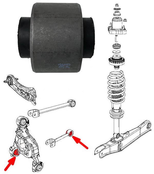 Tuleja tylnego dolnego wahacza zwrotnicy przednia Dodge Avenger 2008-2010