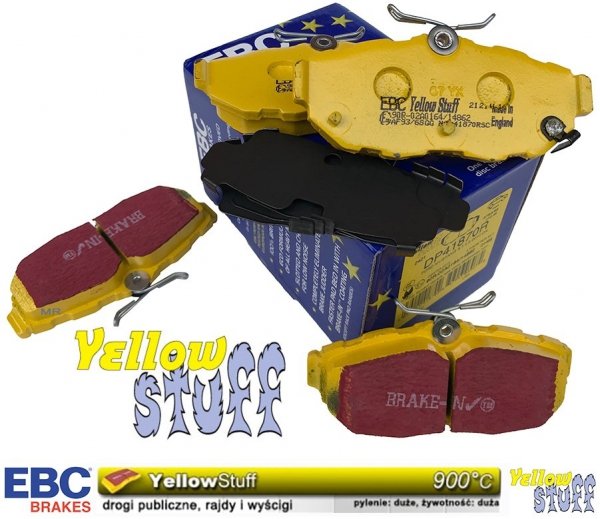 Tylne klocki YellowStuff + NAWIERCANE NACINANE tarcze hamulcowe EBC seria GD Ford Mustang 2005-2014