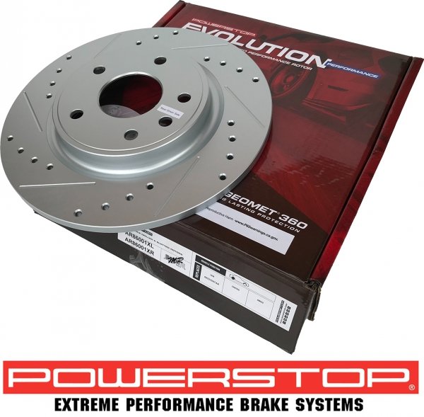 Tylne klocki Z23 + WIERCONE NACINANE tarcze hamulcowe POWERSTOP Chrysler Voyager 2020-