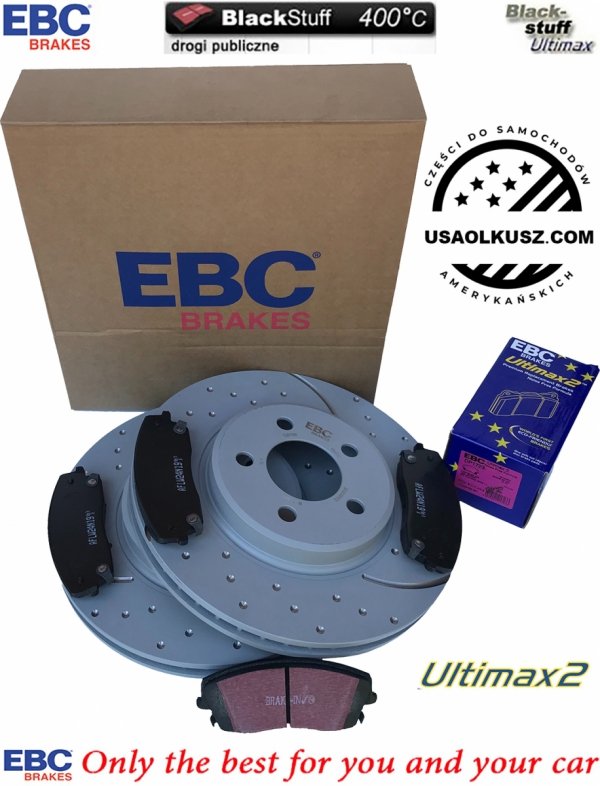 Przednie klocki Ultimax2 + WIERCONE NACINANE tarcze hamulcowe 320mm EBC seria GD Dodge Charger RWD V6