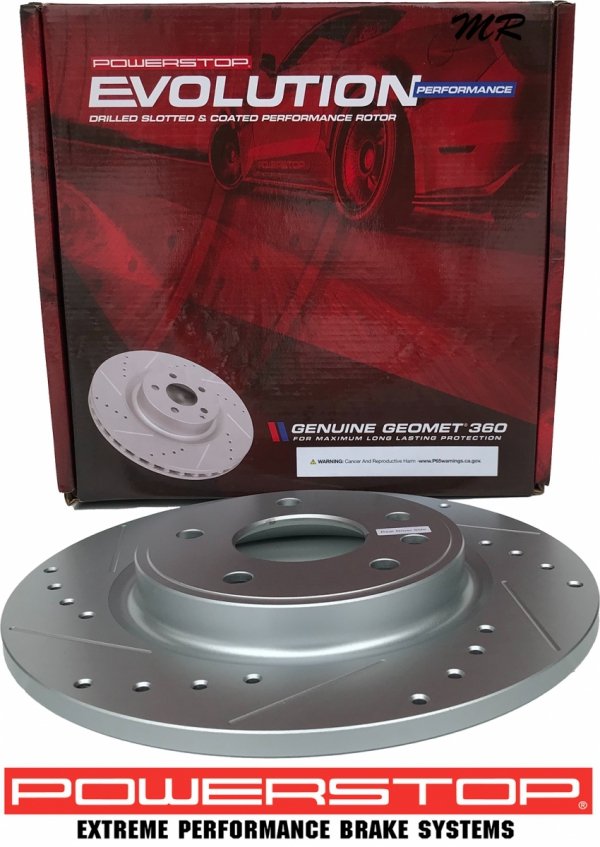 Tylne klocki Z23 + WIERCONE NACINANE tarcze hamulcowe POWERSTOP Chrysler Voyager 2020-