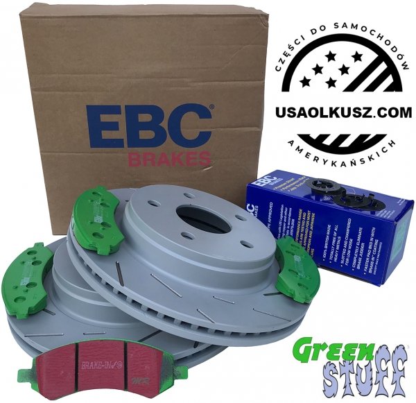 Przednie klocki GreenStuff + NACINANE tarcze hamulcowe EBC seria USR Dodge RAM 1500 2006-