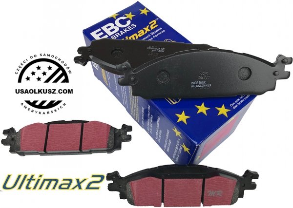 Przednie klocki Ultimax2 + NAWIERCANE NACINANE tarcze hamulcowe 325mm EBC seria GD Lincoln MKT 2012-2019