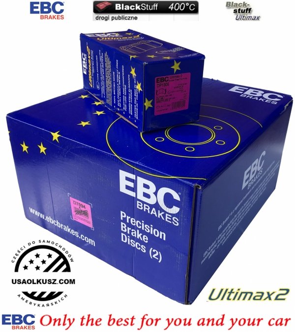 Przednie klocki Ultimax2 + tarcze hamulcowe EBC seria PREMIUM GMC Yukon XL 2500 2000-2013