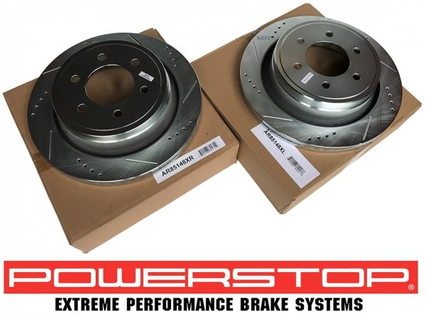 Tylne klocki Z36 + WIERCONE tarcze hamulcowe 6 szpilek manualny ręczny POWERSTOP Ford F-150 F150 2012-