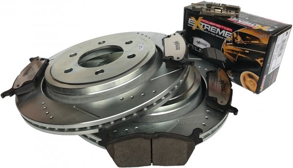 Tylne klocki Z36 + WIERCONE tarcze hamulcowe 6 szpilek automatyczny ręczny POWERSTOP Ford F-150 F150 2015-2017