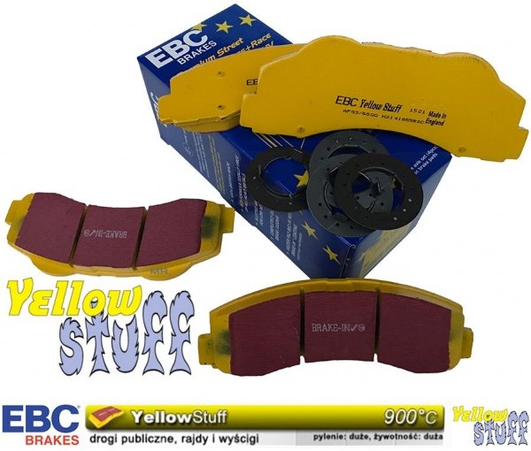 Przednie klocki YellowStuff + NAWIERCANE NACINANE tarcze hamulcowe EBC seria GD Ford Expedition 2011-