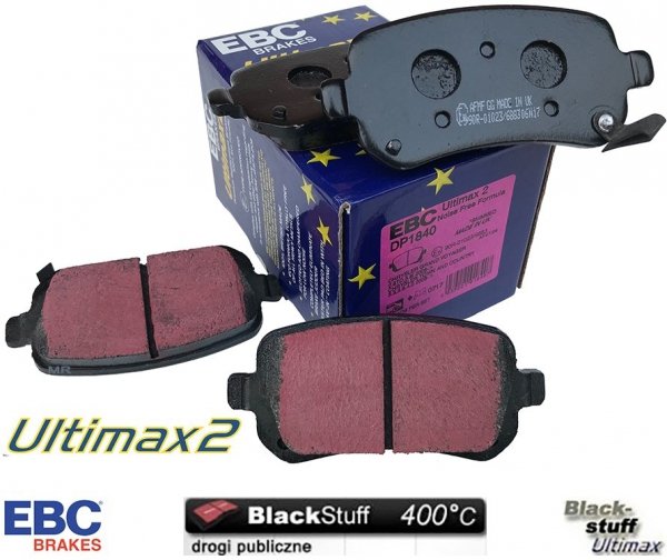 Tylne klocki Ultimax2 + NACINANE tarcze hamulcowe 305mm EBC seria USR Chrysler Voyager Town Country 2008-