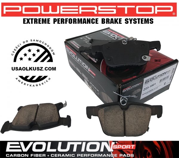 Tylne klocki Z23 + WIERCONE NACINANE tarcze hamulcowe POWERSTOP Chrysler Voyager 2020-