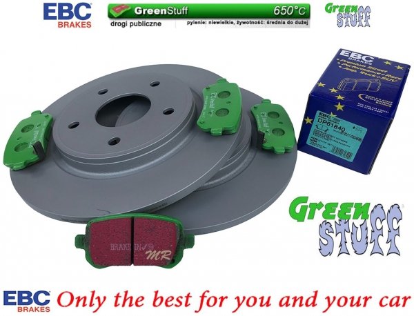 Tylne klocki GreenStuff + tarcze hamulcowe 305mm EBC seria PREMIUM Dodge Caravan 2008-