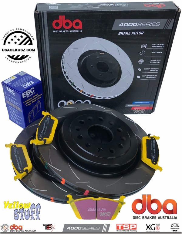 Tylne klocki EBC YellowStuff + tarcze hamulcowe DBA seria 4000 T3 RAM 1500 DT 2019-