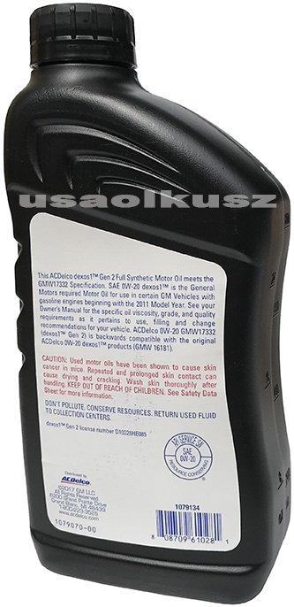 Olej silnikowy 0W-20 Dexos2 Full Synthetic ACDelco