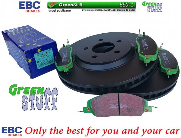 Przednie klocki GreenStuff + tarcze hamulcowe 316mm EBC seria PREMIUM Ford Mustang 2005-2014