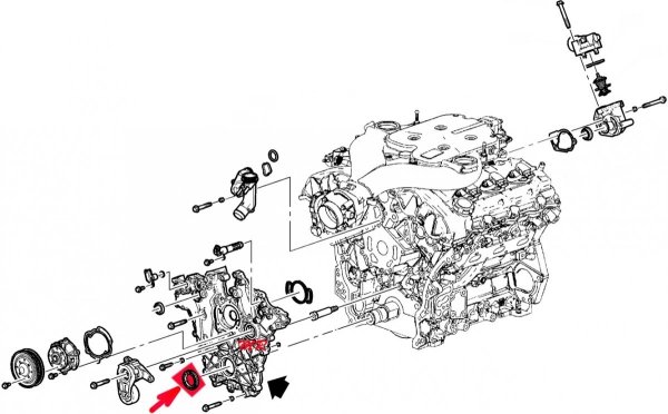 Uszczelniacz wału przód silnika Cadillac SRX V6 2004-2016