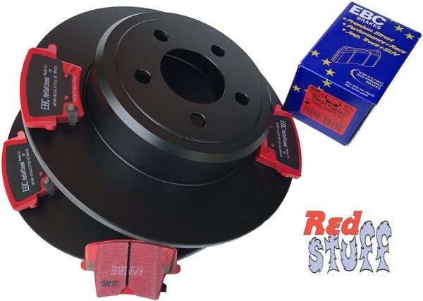 Tylne CERAMICZNE klocki RedStuff + NIE WENTYLOWANE tarcze hamulcowe EBC seria PREMIUM Lancia Thema 3,6 V6