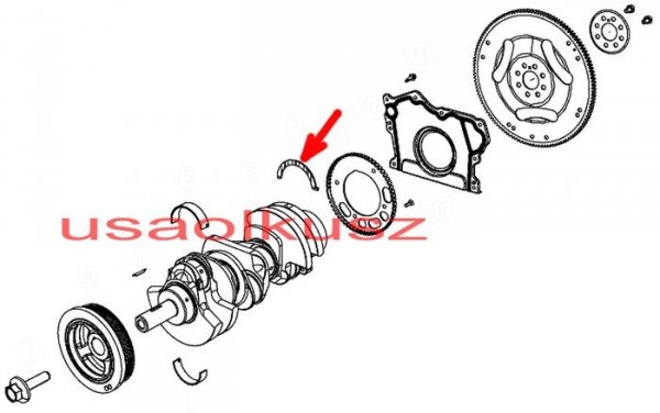 Półpanewki oporowe wału korbowego silnika Jeep Wrangler 3,6 V6