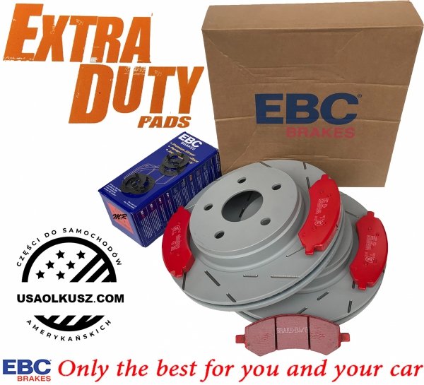 Przednie klocki EXTRA DUTY ED + NACINANE tarcze hamulcowe EBC seria USR Dodge RAM 1500 2006-