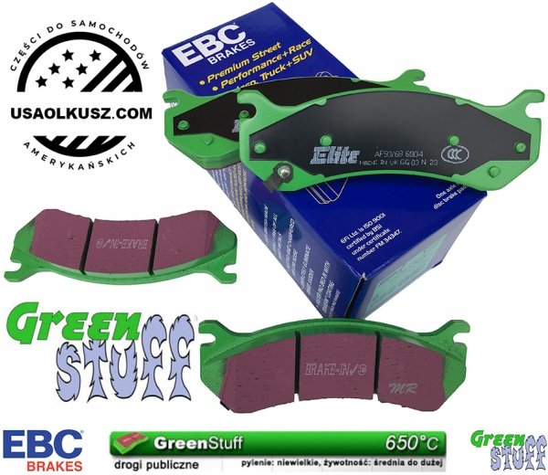 Tylne klocki GreenStuff + NAWIERCANE NACINANE tarcze hamulcowe EBC seria GD GMC Yukon XL 2500 2000-2007