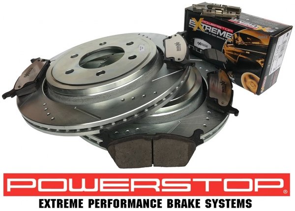 Tylne klocki Z36 + WIERCONE tarcze hamulcowe 6 szpilek automatyczny ręczny POWERSTOP Ford F-150 F150 2015-2017