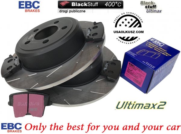 Tylne klocki Ultimax2 + NACINANE NIE WENTYLOWANE tarcze hamulcowe EBC seria USR Dodge Challenger RWD V6