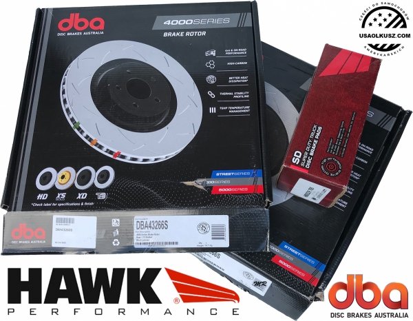 Przednie klocki HAWK SUPER DUTY + tarcze hamulcowe DBA 4000 T3 RAM 1500 DT 2019-