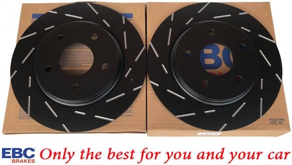 Tylne klocki Ultimax2 + NACINANE tarcze hamulcowe 305mm EBC seria USR Dodge Caravan 2008-