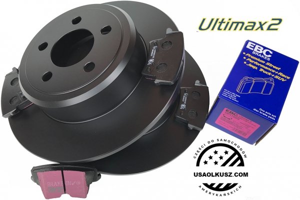 Tylne klocki Ultimax2 + NIE WENTYLOWANE tarcze hamulcowe EBC seria PREMIUM seria PREMIUM Dodge Charger RWD V6