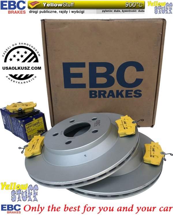Tylne klocki YellowStuff + tarcze hamulcowe 296mm EBC seria PREMIUM Ford Mustang SVT Cobra 1994-2004