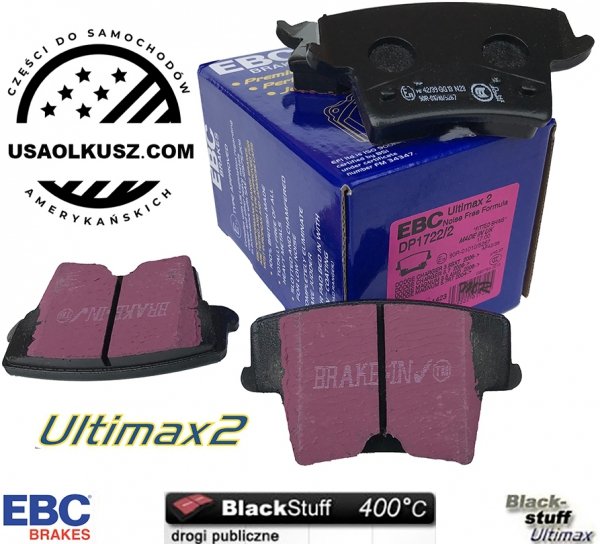 Tylne klocki Ultimax2 + NACINANE NIE WENTYLOWANE tarcze hamulcowe EBC seria USR Dodge Challenger RWD V6