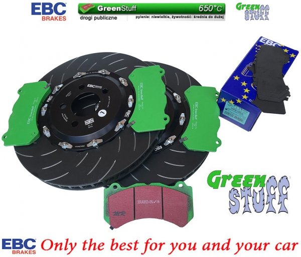 Przednie klocki GreenStuff + tarcze hamulcowe EBC Racing Dodge Charger SRT Hellcat -2020