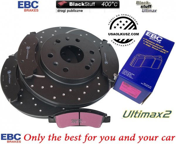 Przednie klocki Ultimax2 + NAWIERCANE NACINANE tarcze hamulcowe 330mm EBC seria GD GMC Yukon 2009-