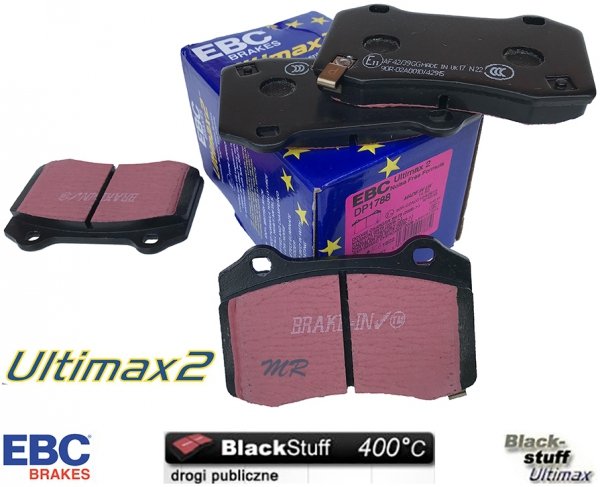 Tylne klocki Ultimax2 + NACINANE tarcze hamulcowe EBC seria USR Dodge Durango SRT Hellcat