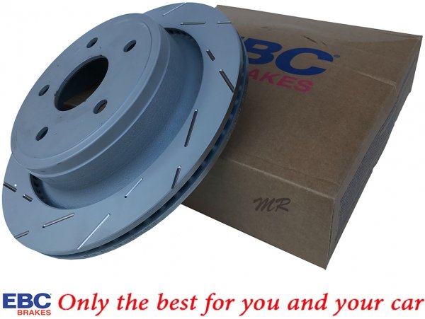 Tylne klocki Ultimax2 + nacinane tarcze hamulcowe EBC seria USR Chrysler Aspen