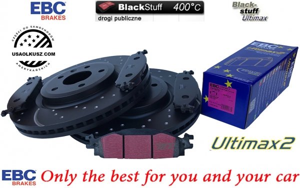 Przednie klocki Ultimax2 + NAWIERCANE NACINANE tarcze hamulcowe 325mm EBC seria GD Ford Explorer 2011-2019