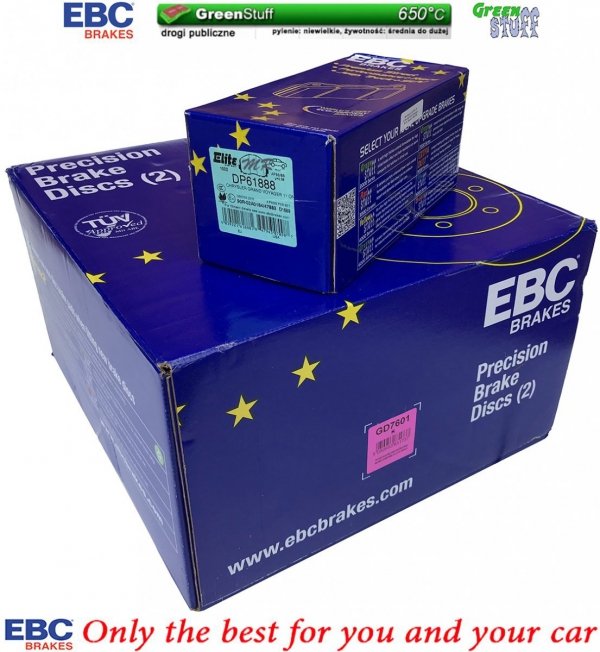 Przednie klocki GreenStuff + NAWIERCANE NACINANE tarcze hamulcowe 330mm EBC seria GD Fiat Freemont 2012-
