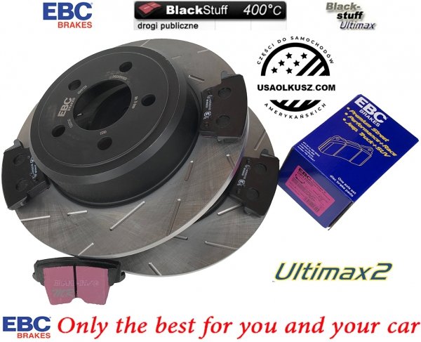 Tylne klocki Ultimax2 + NACINANE NIE WENTYLOWANE tarcze hamulcowe EBC seria GD Chrysler 300C RWD V6