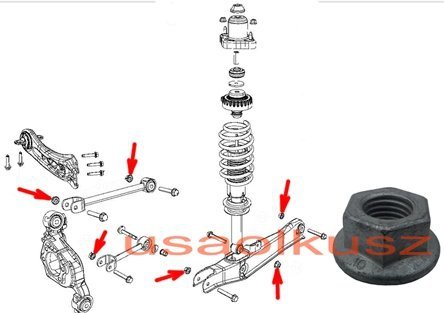 Nakrętka śruby wahacza tylnego zawieszenia Dodge Journey