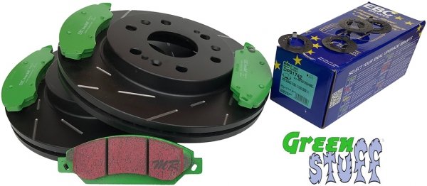 Przednie klocki GreenStuff + NACINANE tarcze hamulcowe 330mm EBC seria USR GMC Yukon 2007-2008