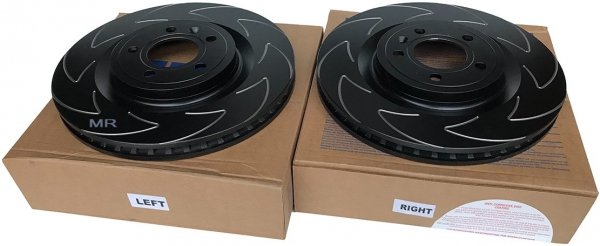 Przednie klocki YellowStuff + NACINANE tarcze hamulcowe 336mm EBC seria BSD Ford Mustang 2011-2014