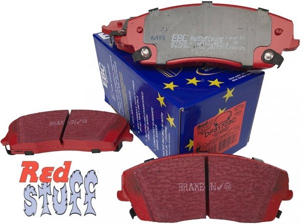 Przednie CERAMICZNE klocki RedStuff + NACINANE tarcze hamulcowe 320mm EBC seria USR Lancia Thema RWD V6