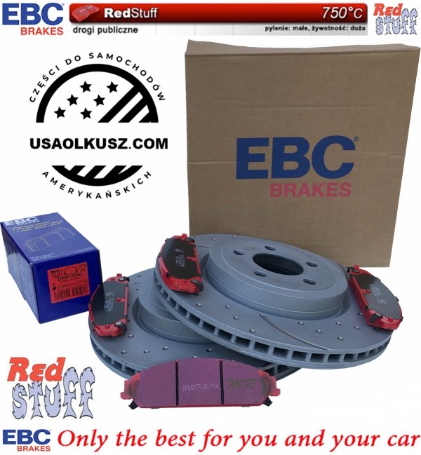 Przednie klocki REDSTUFF + tarcze hamulcowe 345mm EBC seria GD Lancia Thema
