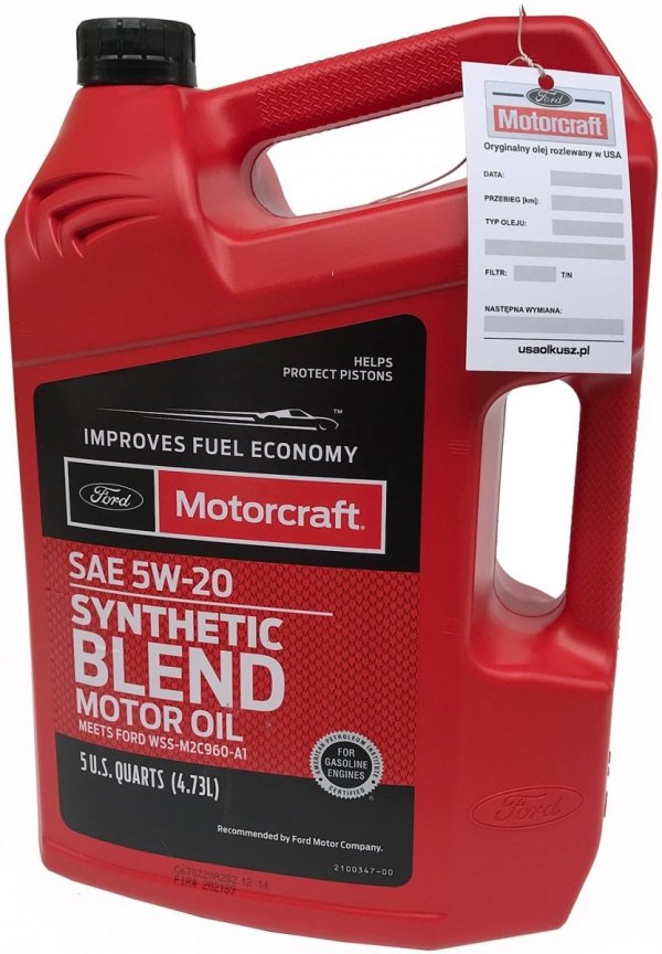 Karton oleju silnikowego Motorcraft 5W20 SYNTHETIC BLEND MOTOR OIL Ford