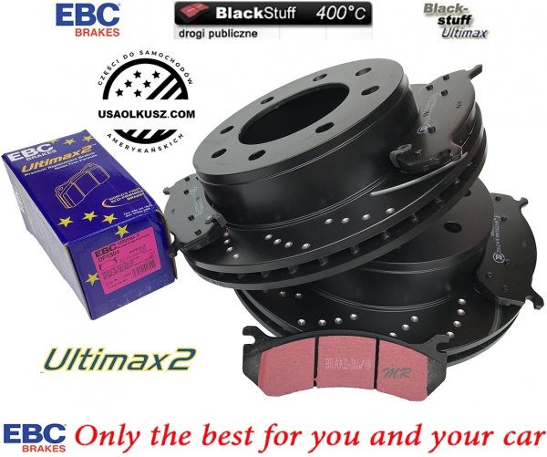 Tylne klocki Ultimax2 + NAWIERCANE NACINANE tarcze hamulcowe EBC seria GD GMC Yukon XL 2500 2000-2007