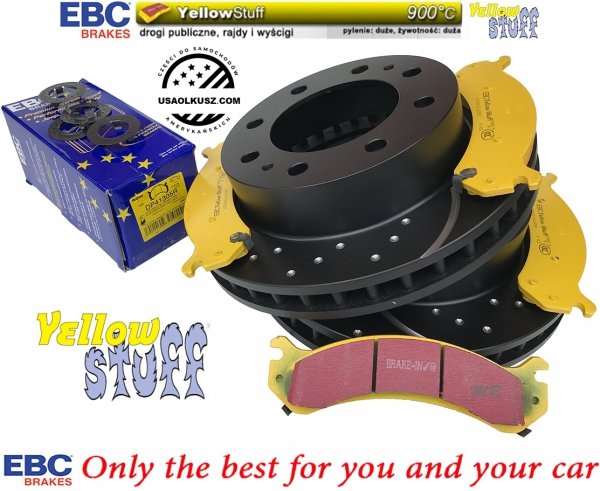 Przednie klocki YellowStuff + NAWIERCANE NACINANE tarcze hamulcowe EBC seria GD GMC Yukon XL 2500 2000-2013
