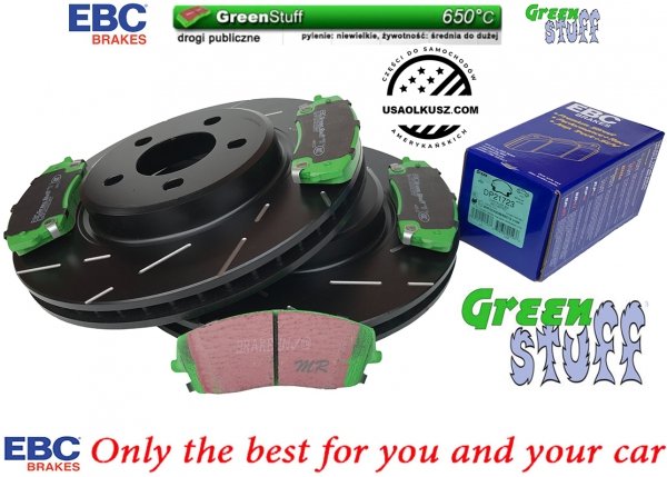 Przednie klocki GreenStuff + NACINANE tarcze hamulcowe 320mm EBC seria USR Dodge Charger RWD V6