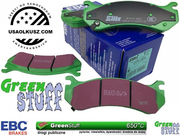 Tylne klocki GreenStuff + NACINANE tarcze hamulcowe EBC seria USR Chevrolet Avalanche 2500 2002-2003