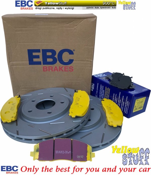 Przednie klocki YellowStuff + NACINANE tarcze hamulcowe 330mm EBC seria USR Chrysler Pacifica 2017-